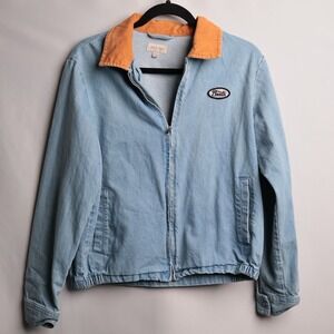 Brixton Women Light Wash Denim Jacket Corduroy Collar Blue Small BJ7
